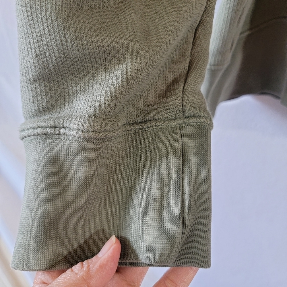 Folk Men's Green Hoodie Sz 5/XL 100% Organic Cotton Waffle Knit Old Money EUC - Picture 6 of 12